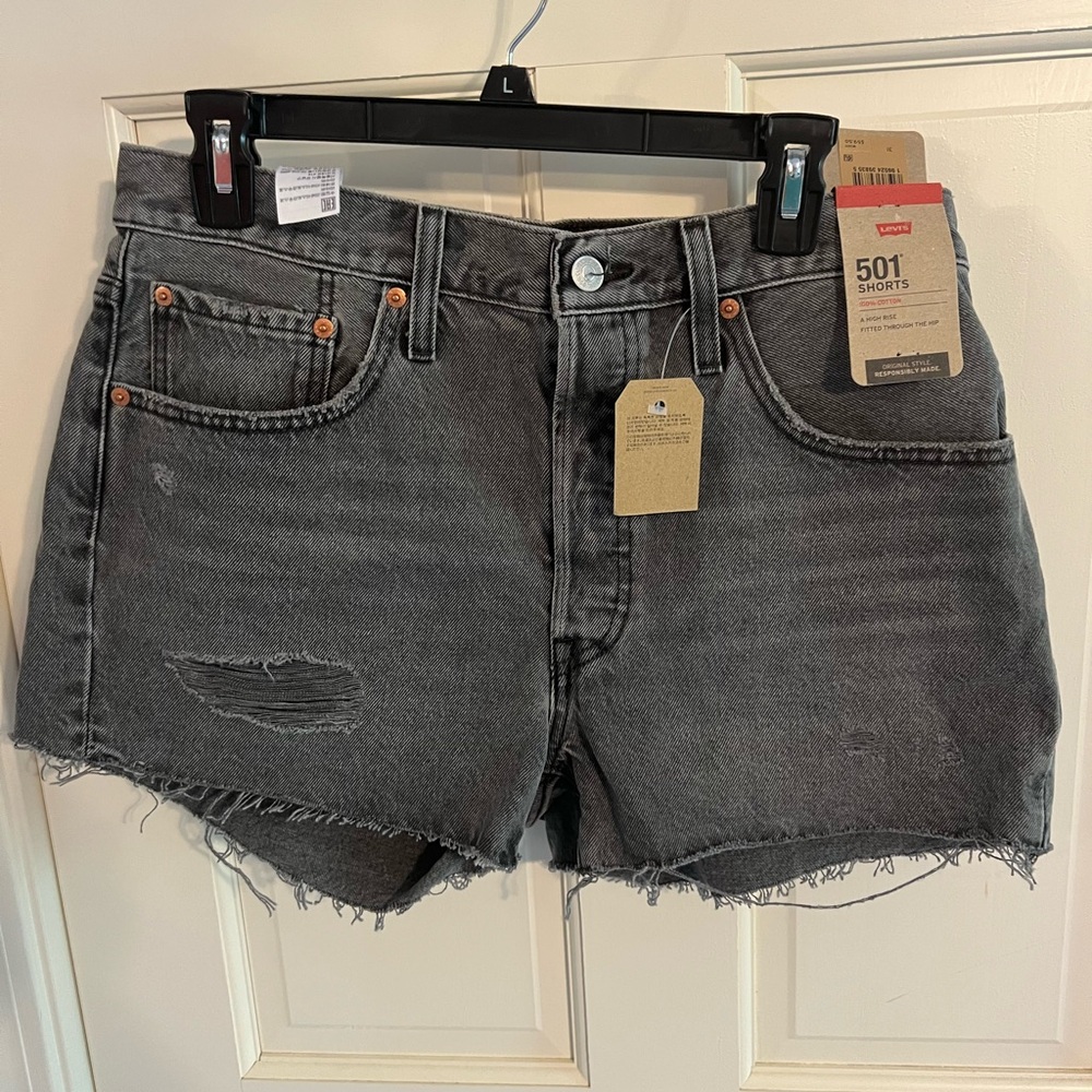 Levi's Gray Distressed Jean Shorts Vintage Wash